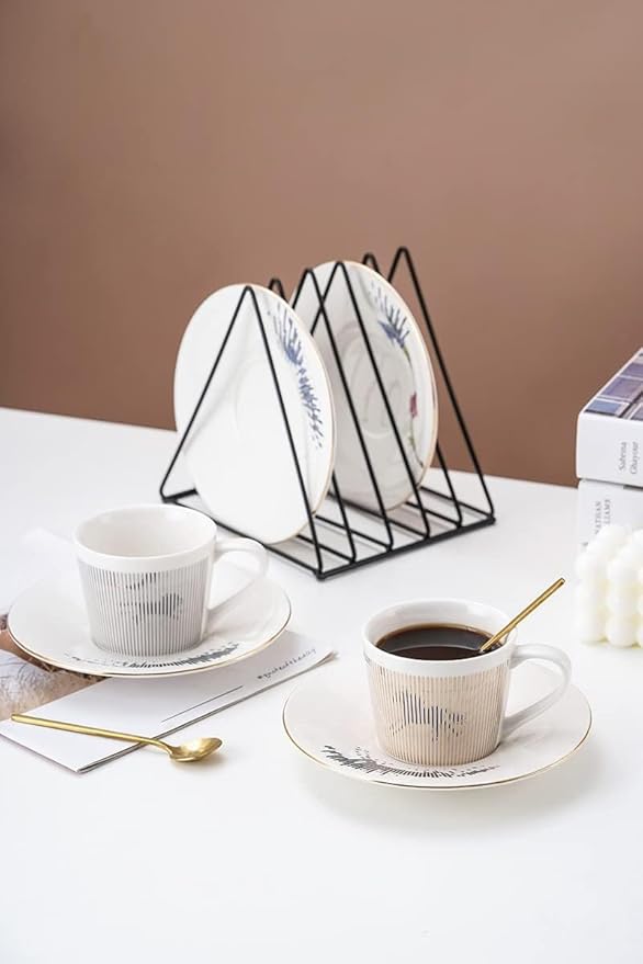 Mirror Cups and Saucers, Mirror Reflection coffee mug, Reflection Coffee Cup, Tea Cups and Saucers Sets for Women Wedding Party Afternoon Tea （Butterfly）