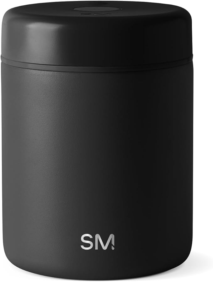 Simple Modern Delta Coffee Canister | Airtight Vacuum Seal with Auto-Reseal Technology | Ceramic Lined Stainless Steel Container for Coffee Grounds, Beans, Tea | 1.1L, Midnight Black