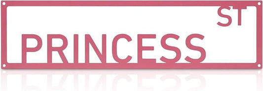 Metal Wall Art Decor Princess St Metal Signs Street Sign with Letter Gift for Women Pink Room 16 x 4 Inches by Unknown