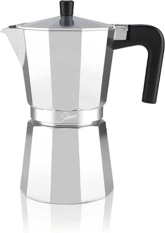 6 Cup Stovetop Espresso Maker Italian Moka Pot, Stove Top Cuban Coffee Maker, Greca Mocha Pot(Basic, 10 oz/300ml)