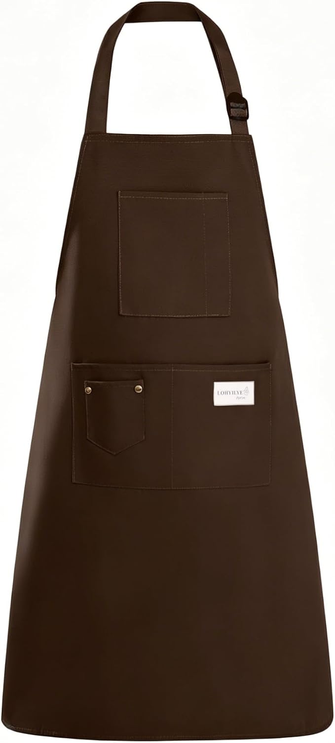 Kitchen Apron, Chef Aprons for Men Women with 5 Pockets, Adjustable Bib Barista BBQ Work Apron for Cooking by Unknown