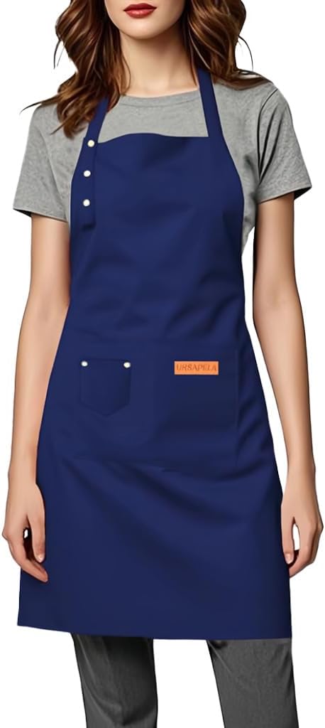 Kitchen Cooking Apron for Women Men Water-Resistant Artist Barista Baking Craft Catering Work Bib with Large Pockets