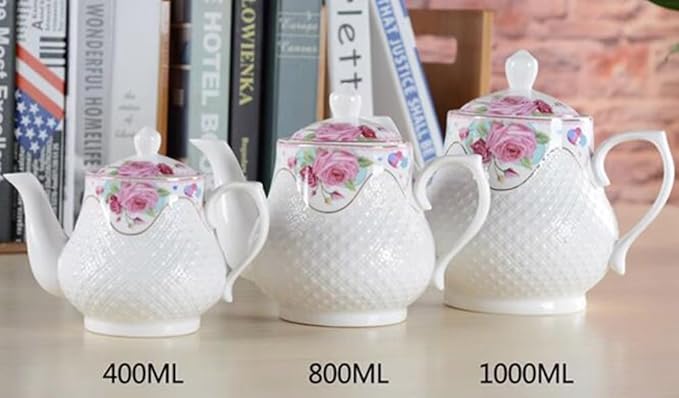 123Arts Teapot, Flower Teapot, Ceramic Tea Pot, Tea Pot for Home Office,750ml