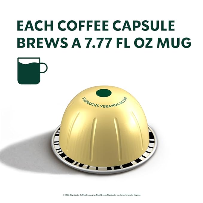Starbucks by Nespresso Vertuo, Veranda Blend, Blonde Roast Coffee, 30-count Coffee Pods, Brews 7.8 oz.