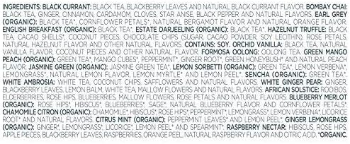 Tea Forte Organic Assorted Variety Tea Sampler, Tea Tasting Tea Chest Gift Box with 40 Handcrafted Pyramid Tea Infuser Bags, Black Tea, Herbal Tea, Oolong Tea, Green Tea, White Tea