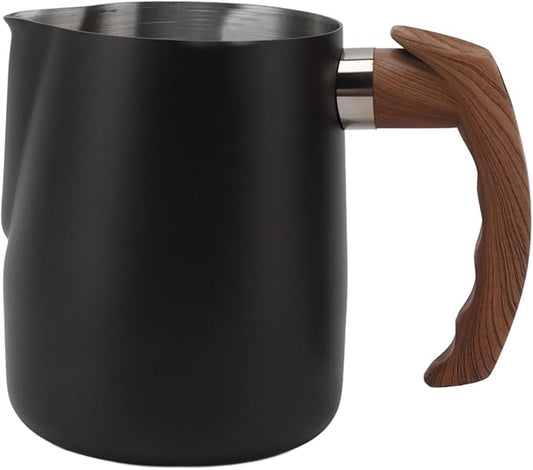 Milk Frothing Pitcher, 20/34oz Stainless Steel Steaming Pitchers Scale Coffee Milk Frother Cup Espresso Machine Accessories Barista Tools for Cappuccino Latte Art (20oz-Black)