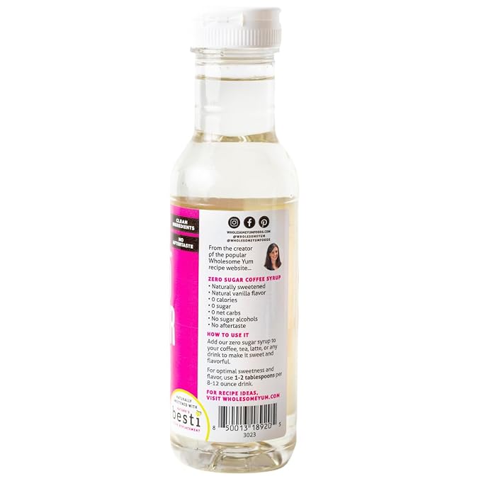 Wholesome Yum Zero Sugar Coffee Syrup (Keto Coffee Syrup) - Sugar Free Vanilla Syrup With Monk Fruit & Allulose - Natural Sweetener & Flavor For Hot & Cold Drinks - Low Carb, Gluten Free (12 fl oz) - Image 3