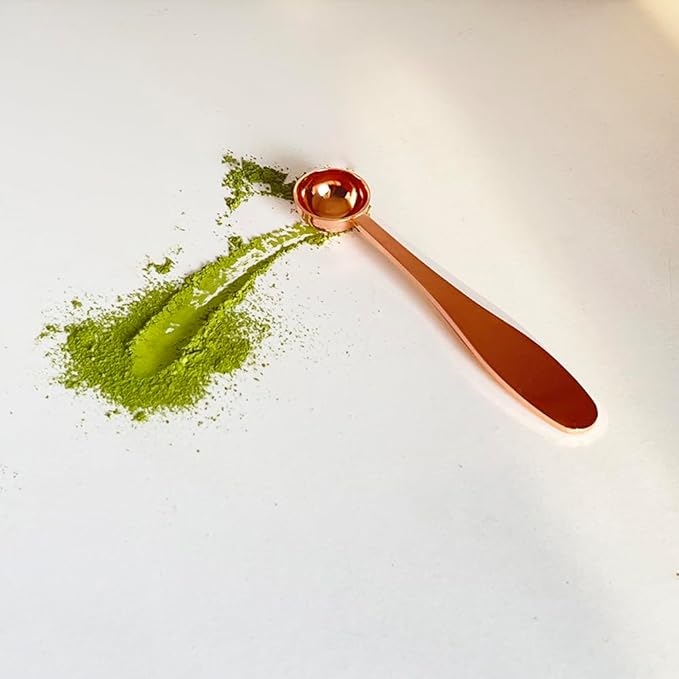 Modern Matcha Whisk Set - Bamboo Chasen - Rose Golden Stainless Steel Spoon - Bamboo Chashaku (Scoop) - Perfect Matcha Kit for Matcha at home (Whisk and stainless steel spoons and chashaku)