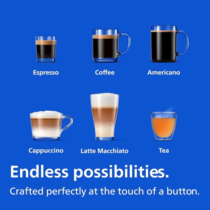 Philips 3200 Series Fully Automatic Espresso Machine, LatteGo Milk Frother, 5 Coffee Varieties, Intuitive Touch Display, 100% Ceramic Grinder, AquaClean Filter, My Coffee Choice, Black (EP3241/54)