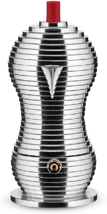 Alessi MDL02/1 R "Pulcina" Stove Top Espresso 1 Cup Coffee Maker in Aluminum Casting Handle And Knob in Pa, Red