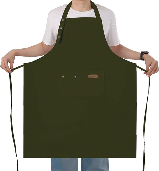 Yuubin Extra Large Aprons for Men Adjustable Button Apron with Pockets Chef Cooking Kitchen Aprons Women,Water&Oil Resistant by Unknown