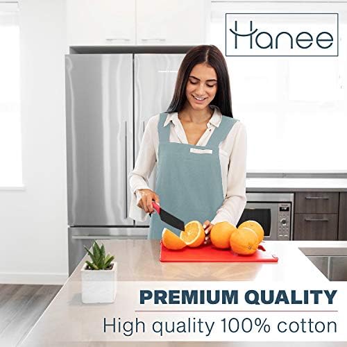 HANEE Cotton Aprons for Women and Men | Cross-Back Apron with Pockets - Image 2