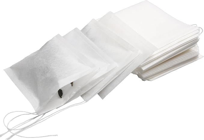 Eketirry 100pcs Tea Filter Bags for Loose Tea, Empty Tea Bags, Natural Wood Pulp Paper Material, Disposable Unbleached Tea Filter Bags with Drawstring for Loose Tea (White, 3.15 x3.94 inch)