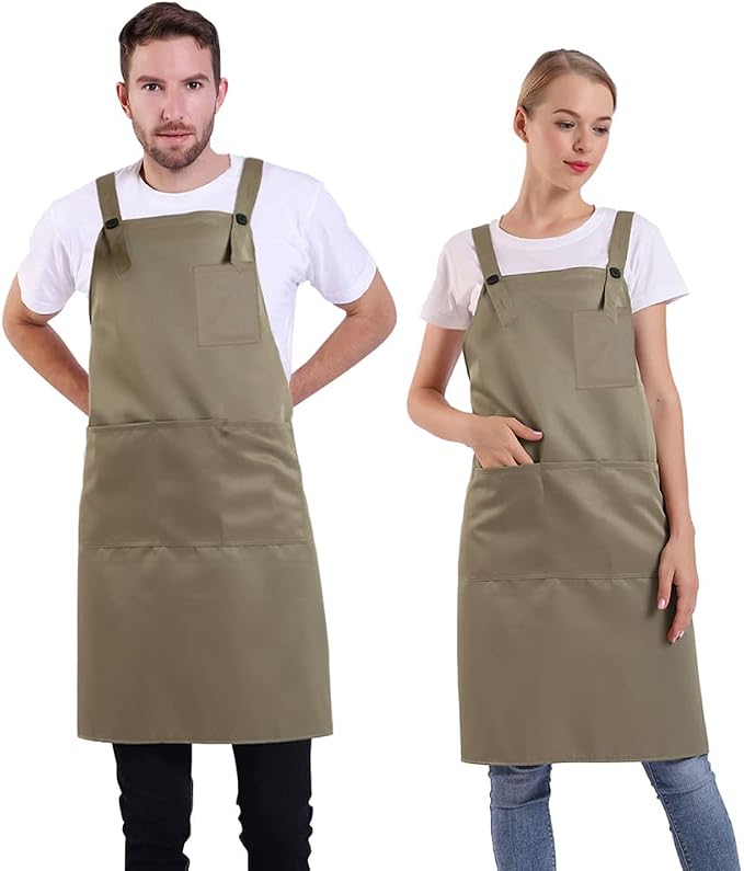 BIGHAS H Back Style Apron with Pocket for Women, Men Adjustable Large Size Comfortable, Kitchen, Home, Cooking 12 Colors by BIGHAS