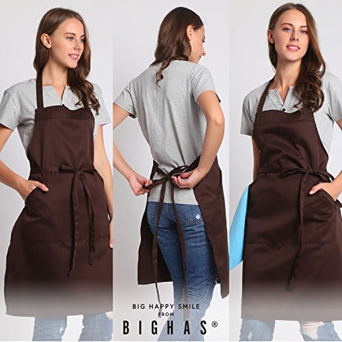 BIGHAS Adjustable Bib Apron with Long Ties for Women Men 18 Colors Chef Kitchen Cooking - Image 2