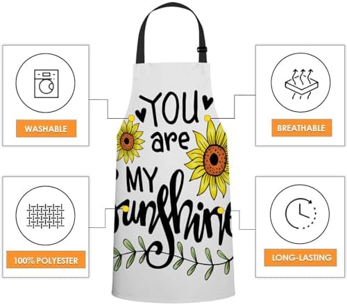 You Are My Sunshine Motivational quote Apron for Women Men, Adjustable Apron Cooking Kitchen Chef Apron for Home Kitchen, Baking Gardening BBQ, Coffee House, Restaurant - Image 4