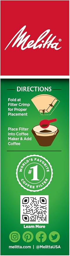 Melitta #4 Cone Coffee Filters, Natural Brown, 300 Total Filters - Fits all 8-12 Cup Cone Coffee Makers and Pour-Overs, Compostable, Tear-Resistant, Made in USA, 100 Count (Pack of 12)