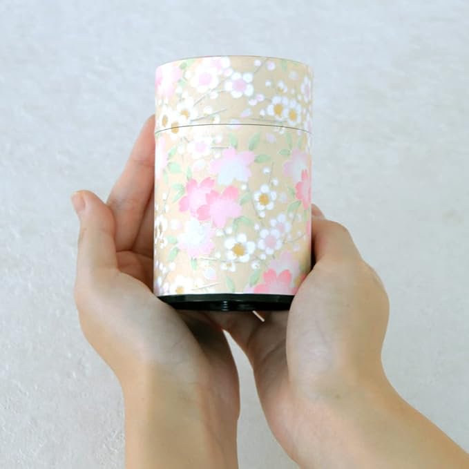 KIMIKURA Japanese Tea Container made in Japan [Sakura] 70-100g Tea Capacity Airtight Tin -from Japan | Japanese Tea