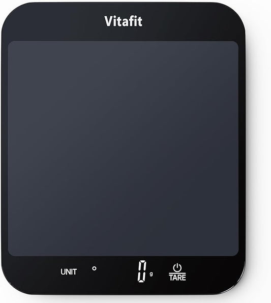 Vitafit 33lb Food Scale, High Accuracy in 0.1oz by Our Professional Factory Since 2001, Digital Kitchen Scale Weight Grams and Ounces for Cooking & Baking, 8.5x7.1in Big Platform, 3*AAA Battery, Black