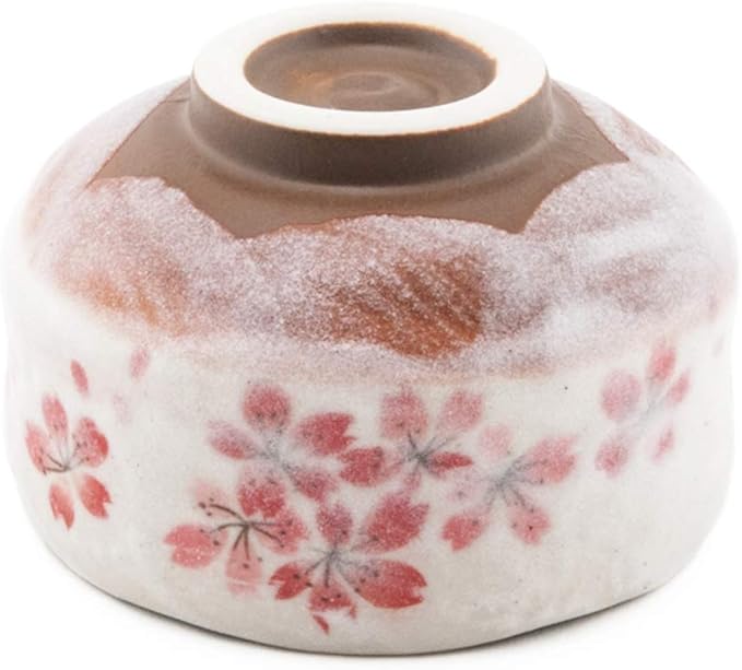 Happy Sales HSMB-SKFL3, Authentic Japanese Traditional Tea Ceremony Matcha Bowl Chawan Handcrafted in Japan, Pink Sakura Flower