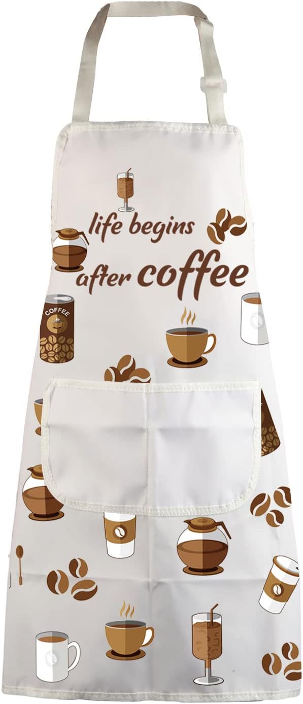 MBMSO Life Begins After Coffee Apron - Barista Gift, Coffee Themed Kitchen Apron