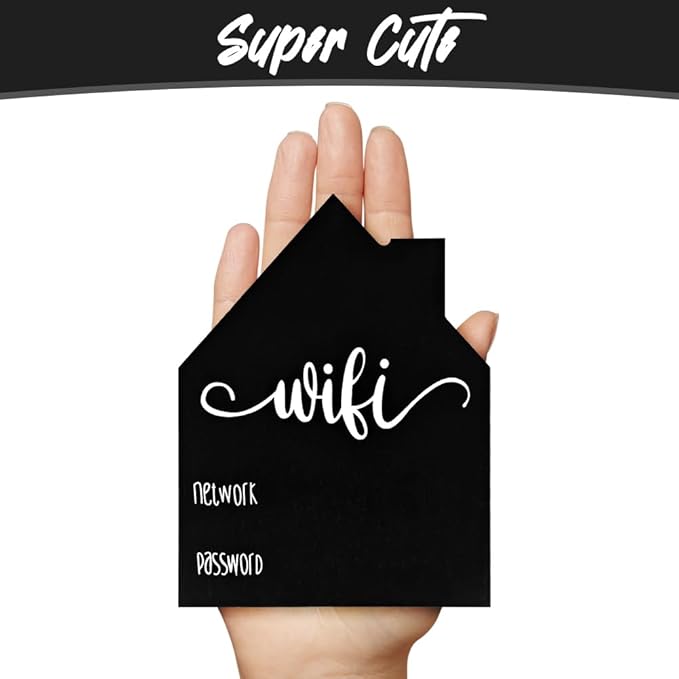Cute WiFi Password Sign, Wooden WiFi Sign, Tabletop WiFi Board for Guests Restaurant Supermarket Office Home Bar Coffee (5" HX3.74 W Black3)