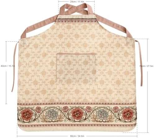 patdrea Blue Floral Linen Apron with Pocket,French Kitchen Garden Chef BBQ Aprons for Women and Men,Crisscross Back Straps - Image 5