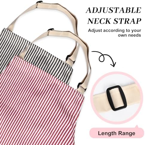 2Pack Adjustable Kitchen Apron for Women Men with 2 Pockets，Cotton-Polyester Blend Bib Aprons for Cooking,Baking - Image 5