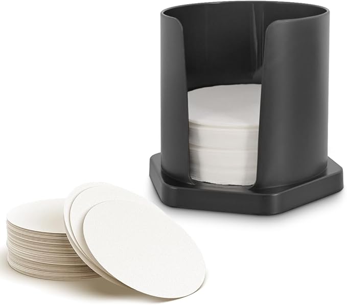 CAFEMASY Coffee Filter Holder with 200 Count Paper Filters Compatible with Aeropress XL Espresso Maker Replacement Round Disposable Coffee Filters and Holder Coffee Accessories Pack