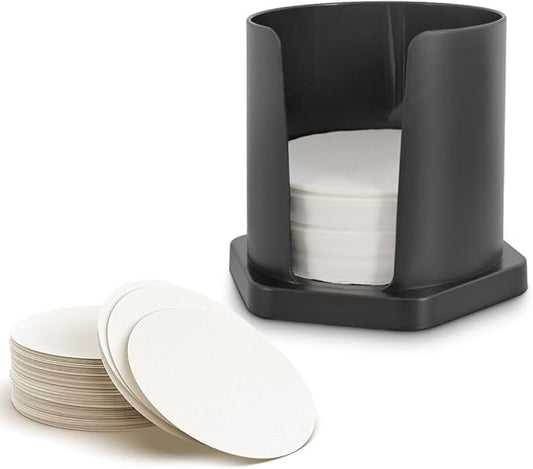 CAFEMASY Coffee Filter Holder with 200 Count Paper Filters Compatible with Aeropress XL Espresso Maker Replacement Round Disposable Coffee Filters and Holder Coffee Accessories Pack