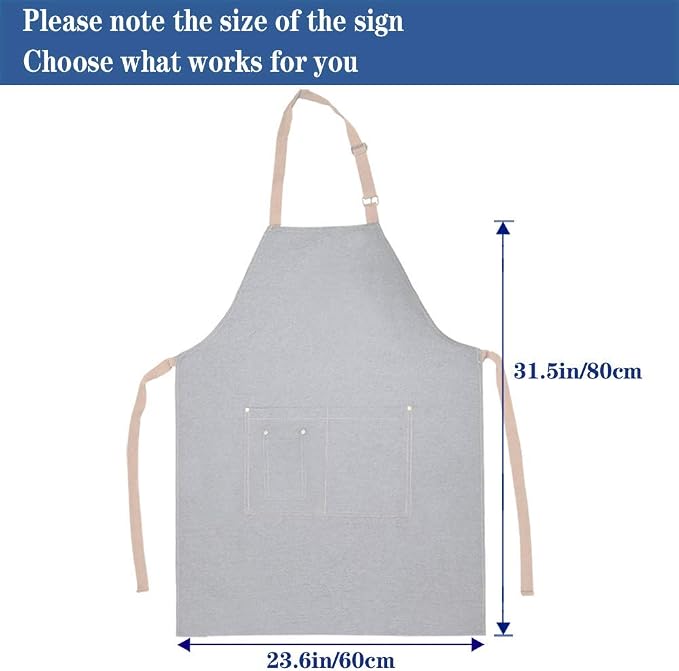 Aprons for Men, Denim Cooking Kitchen Aprons | Adjustable Bib Aprons with multiple pockets for Men and Women - Image 3