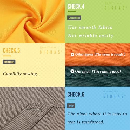 BIGHAS Adjustable Bib Apron with Long Ties for Women Men 18 Colors Chef Kitchen Cooking - Image 5