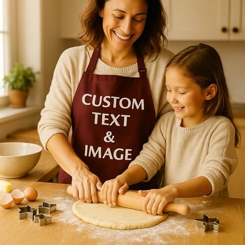 Custom Apron Women Men with Pockets Personalized Name Logo Cooking Aprons | Customizable Full Length Cotton Twill, Add Any Text Photo or Business Logo, Two Deep Pockets, 14 Colorways - Image 5