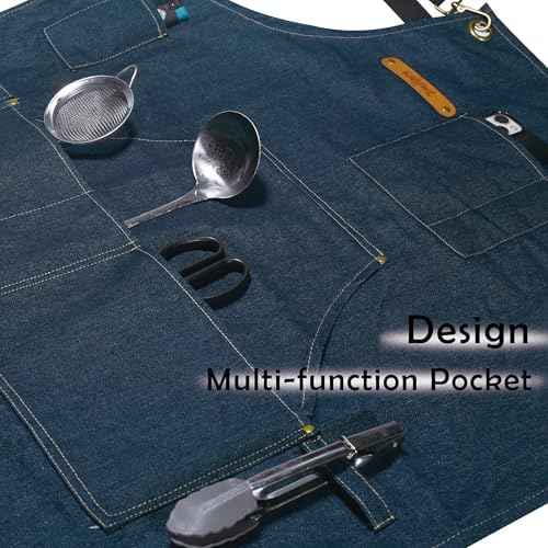 Professional Unisex Chef Apron – Cross-Back, Large Pockets, Water-Resistant Cotton Canvas - Image 5