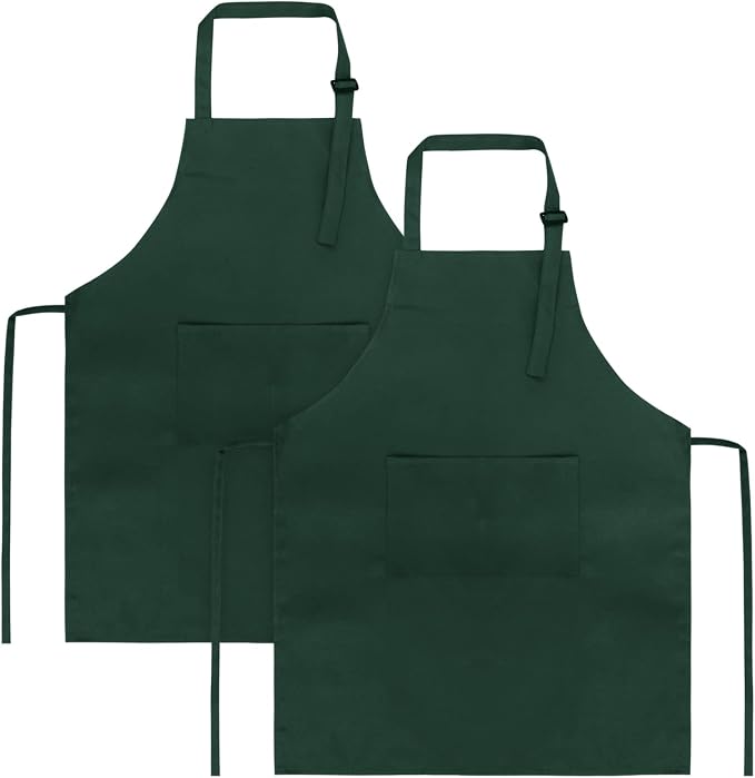 SINLAND Kids Aprons with Large Pocket 2 Pack | Adjustable Cooking Chef Aprons,Stain Resistant Toddler Apron for Baking Painting Gardening Boys Girls by SINLAND