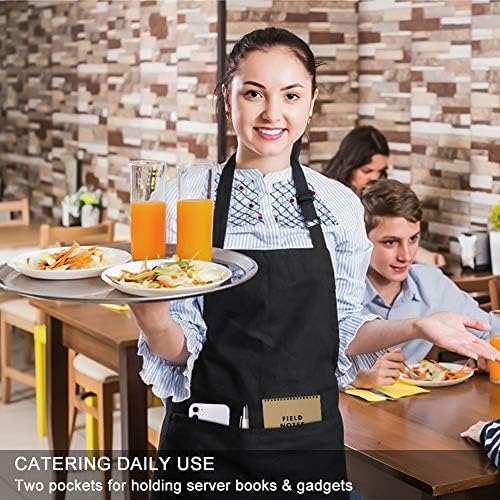 Jubatus 2 Pack Bib Aprons with 2 Pockets Cooking Chef Kitchen Apron for Women Men, Black - Image 5