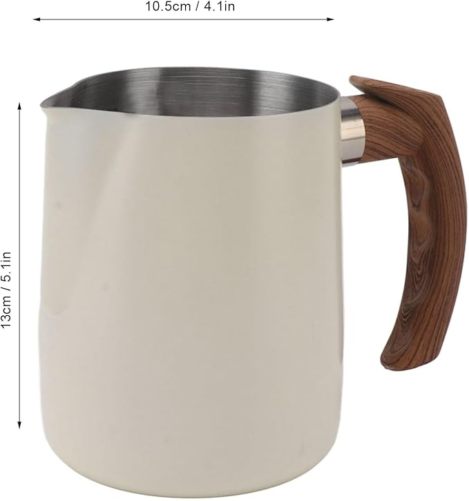 Milk Frothing Pitcher, 20/34oz Stainless Steel Steaming Pitchers Scale Coffee Milk Frother Cup Espresso Machine Accessories Barista Tools for Cappuccino Latte Art (34oz-White)
