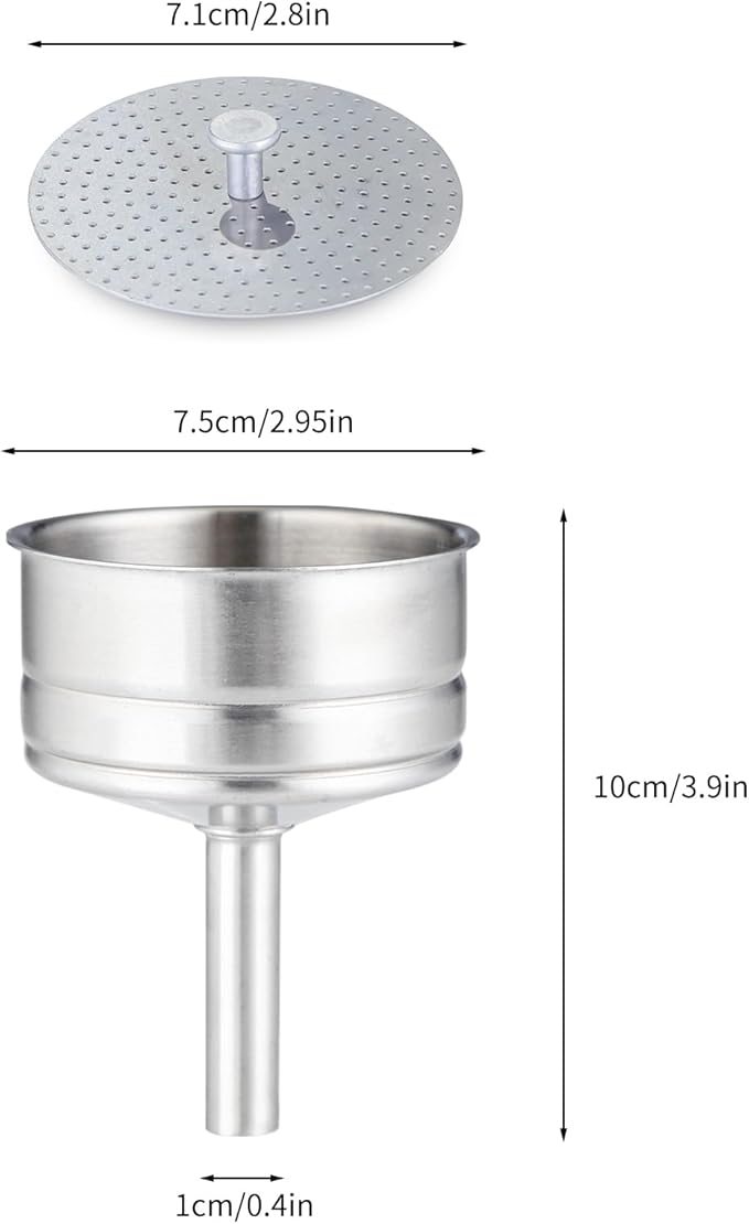 Easyworkz Stainless Steel Coffee Funnel Filter with Reducer, Espresso Maker Replacement,10 cup size