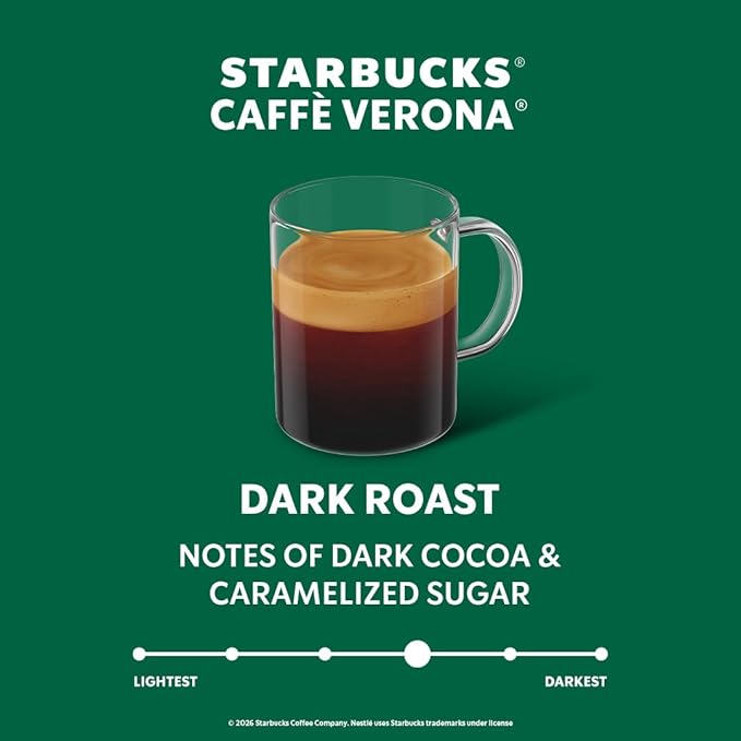 Starbucks by Nespresso Vertuo, Caffè Verona Dark Roast Coffee, 30-count Coffee Pods, Brews 7.8 oz.