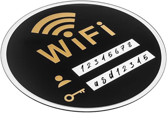 WiFi Sign - Acrylic WiFi Network Sign Wireless Self-Stick Wall Mount Chalkboard for Restaurant Office Home Bar Coffee (7.87"LX7.87"W)