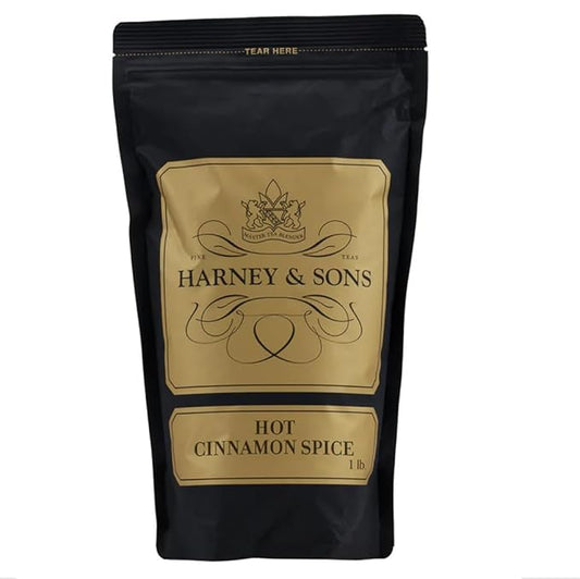 Harney & Sons Hot Cinnamon Spice Black Tea, with Orange Peel, Cinnamon, and Clove, 16 Oz (Pack of 1)