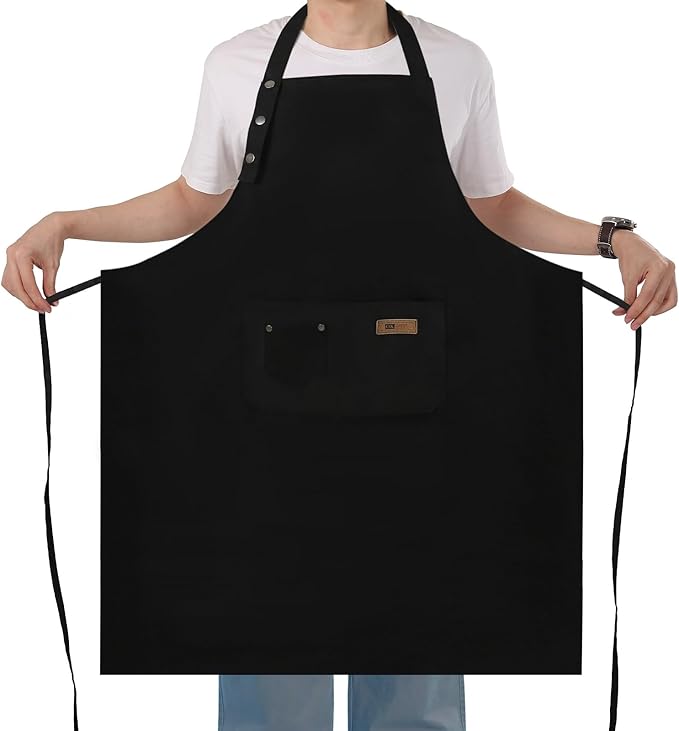 Yuubin Extra Large Aprons for Men Adjustable Button Apron with Pockets Chef Cooking Kitchen Aprons Women,Water&Oil Resistant by Unknown