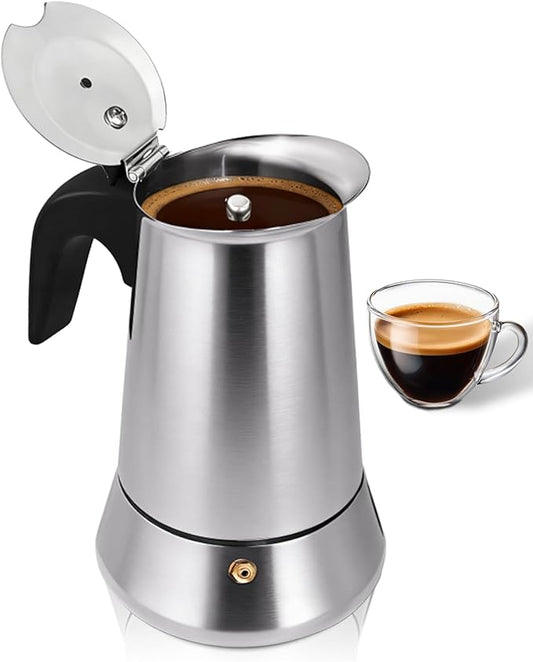 Coffee Maker Stovetop Espresso Maker Moka Pot Easy Brewing 12 Cup 20oz 600ml Stainless Steel Silver Percolator Home Italian Café Electric Ceramic Stoves Camping Classic Espresso Brew