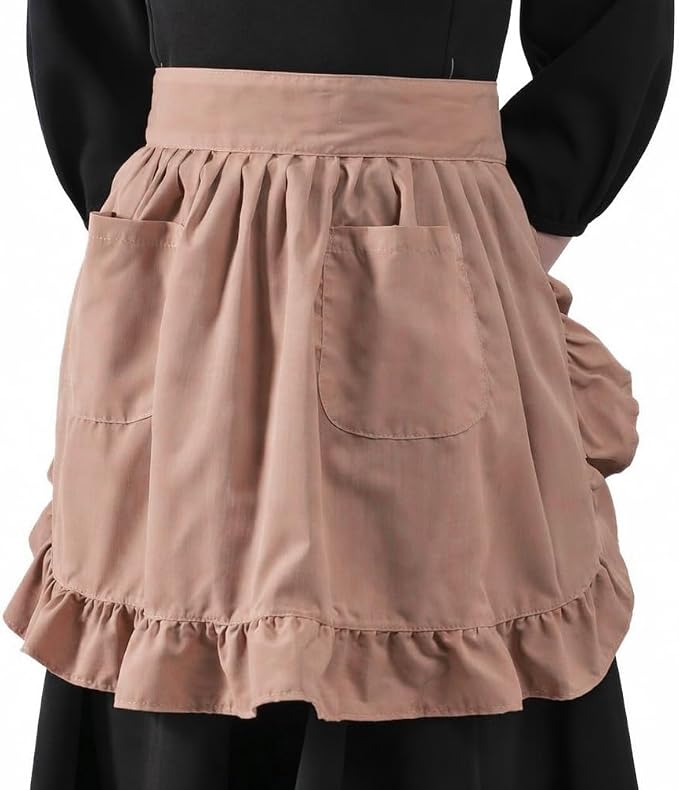 Waist Apron with Pockets Retro Kitchen Cleaning Ruffles Half Apron by LilMents