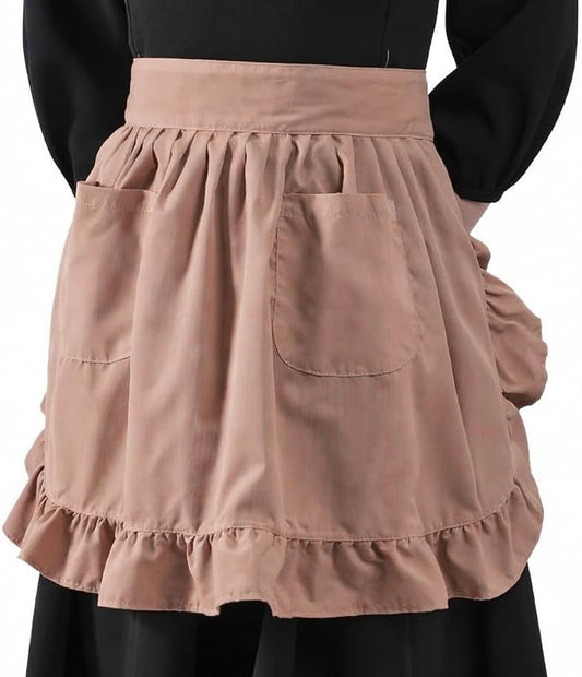 Waist Apron with Pockets Retro Kitchen Cleaning Ruffles Half Apron by LilMents