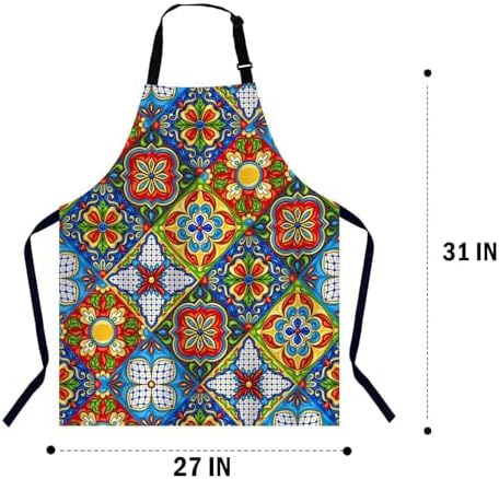 Mexican pattern,Ethnic mosaic patchwork mandala Apron Adjustable Neck Bib Apron for Men Women,Suitable for Kitchen Cooking Waitress Chef Apron - Image 2