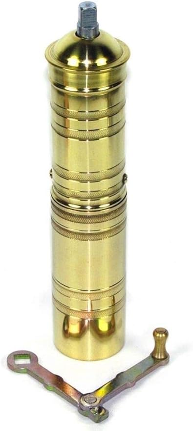 Handmade Heavy-Duty Brass Coffee & Spice Grinder – Manual Turkish, Greek, Arabic Coffee Mill, Adjustable Hand Crank Espresso Bean & Pepper Grinder (8.5")
