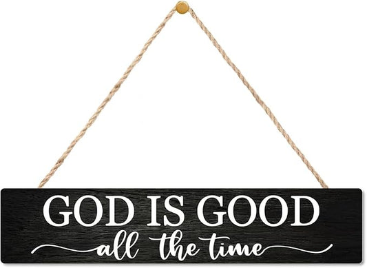 AGMDESIGN God Is Good All The Time Wood Sign, Faith-Based Wall Decor for Shelf Desk Door, Christian Hanging Wooden Plaque for Prayer Room Home Church Farmhouse, Ideal Gifts for Christians Families by Unknown