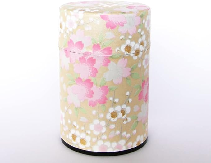 KIMIKURA Japanese Tea Container made in Japan [Sakura] 70-100g Tea Capacity Airtight Tin -from Japan | Japanese Tea
