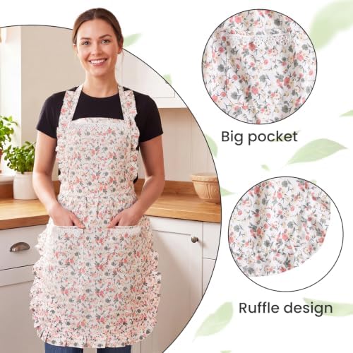 Aoomzoon Cute Aprons for Women with Pockets for Cooking Kitchen Gifts | Adjustable Cross Back Straps Ease Neck Strain, One size Fits Most for Cooking, Grilling and Painting, Gifts for Women - Image 3